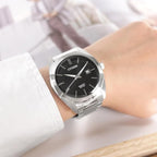 Hyperion Men Quartz Black Dial Analog Stainless Steel Watch BI5110-54E