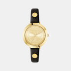Tb Iconic Women Quartz Gold Dial Analog Leather Watch BKPAMF205