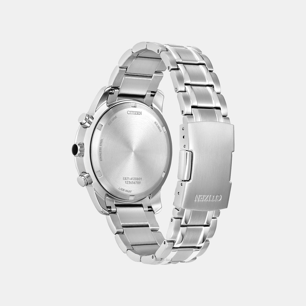 Classic Eco-Drive Men Quartz Grey Dial Chronograph Stainless Steel Watch BL5630-52H