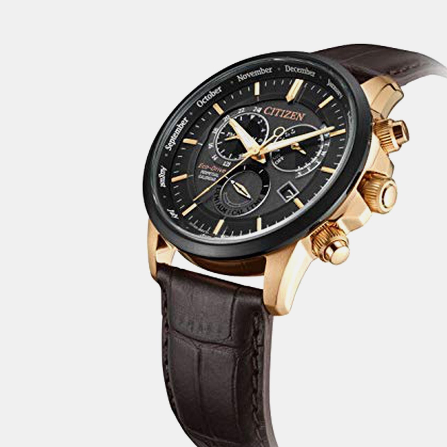 Men Quartz Black Dial Chronograph Leather Watch BL8156-12E