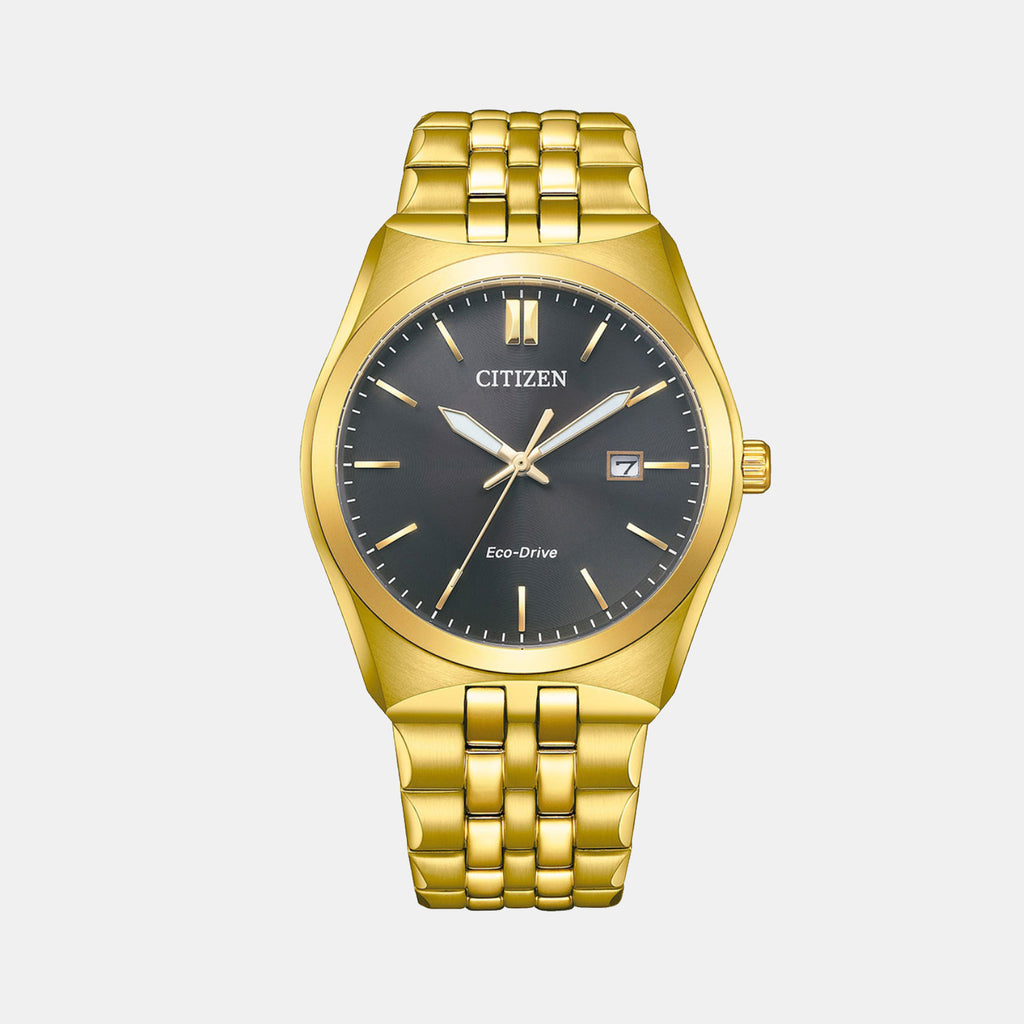 Men Eco-Drive Black Dial Analog Stainless Steel Watch BM7333-85E