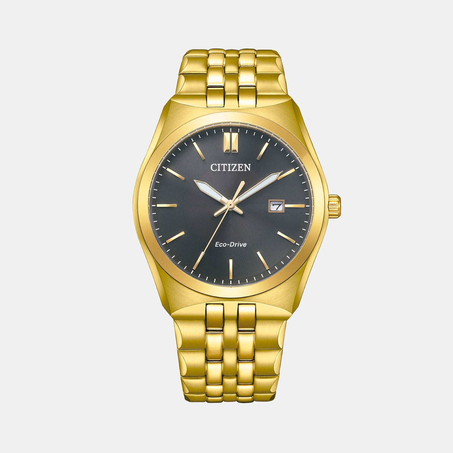 Men Eco-Drive Black Dial Analog Stainless Steel Watch BM7333-85E