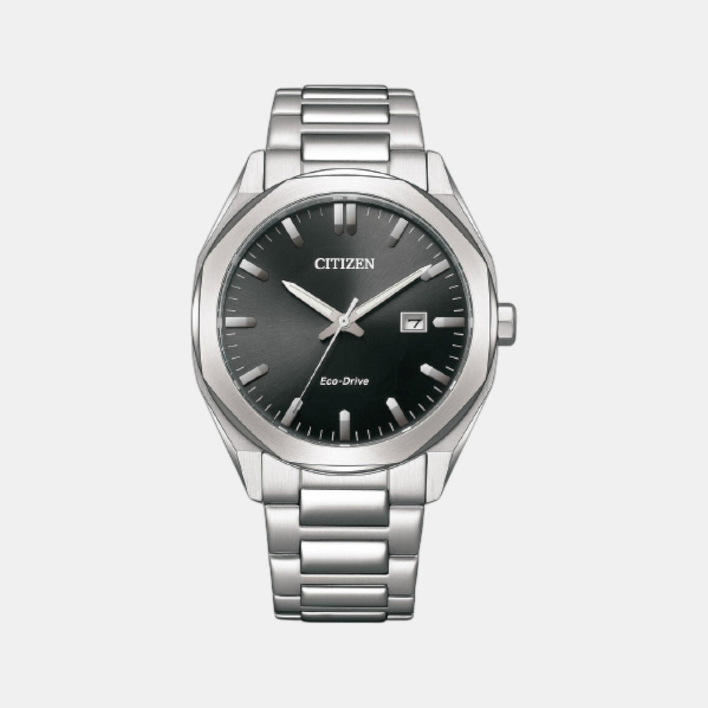 Eco-Drive Men Eco-Drive Black Dial Analog Stainless Steel Watch BM7600-81E