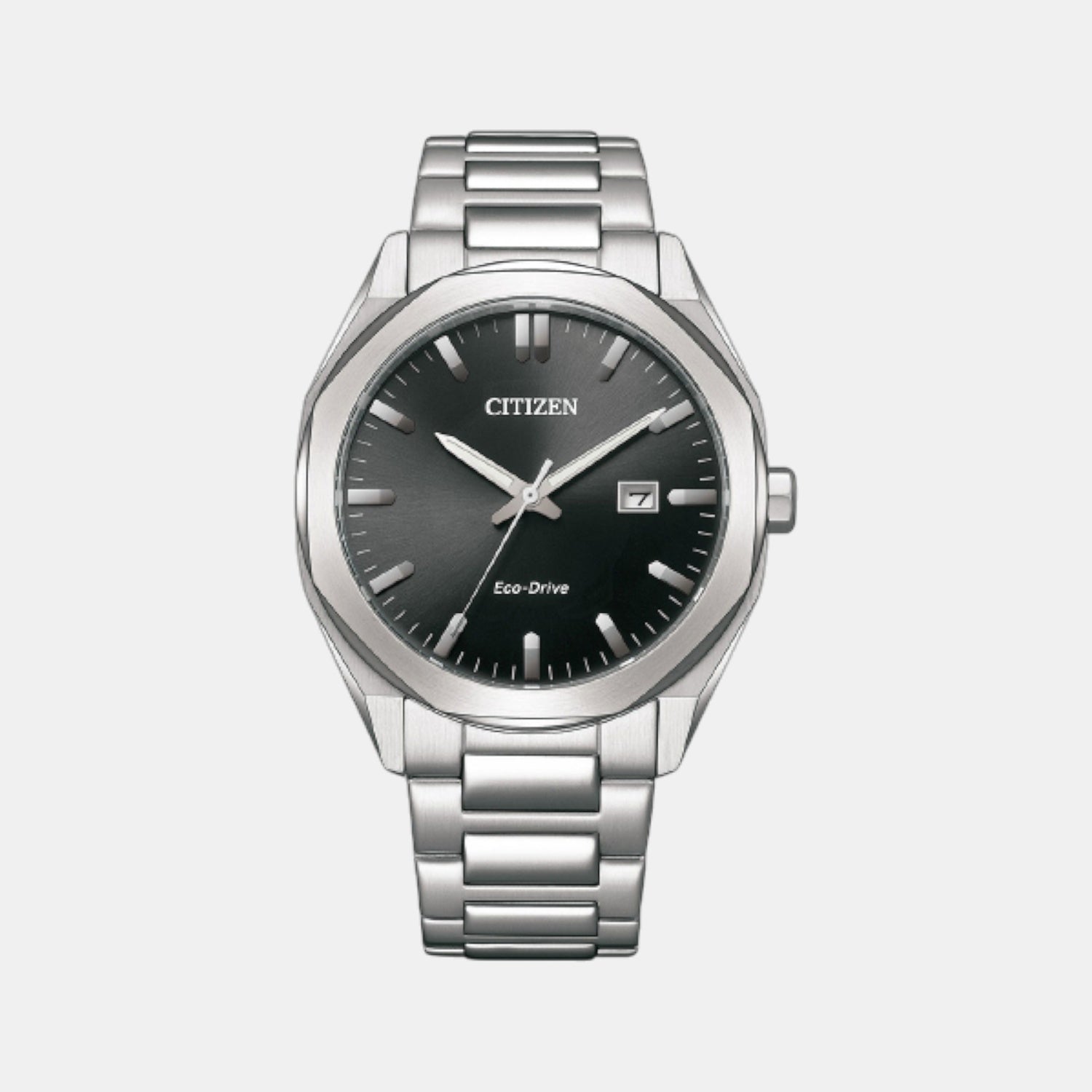 Eco-Drive Men Eco-Drive Black Dial Analog Stainless Steel Watch BM7600-81E