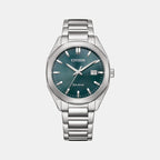 Eco-Drive Men Eco-Drive Green Dial Analog Stainless Steel Watch BM7620-83X
