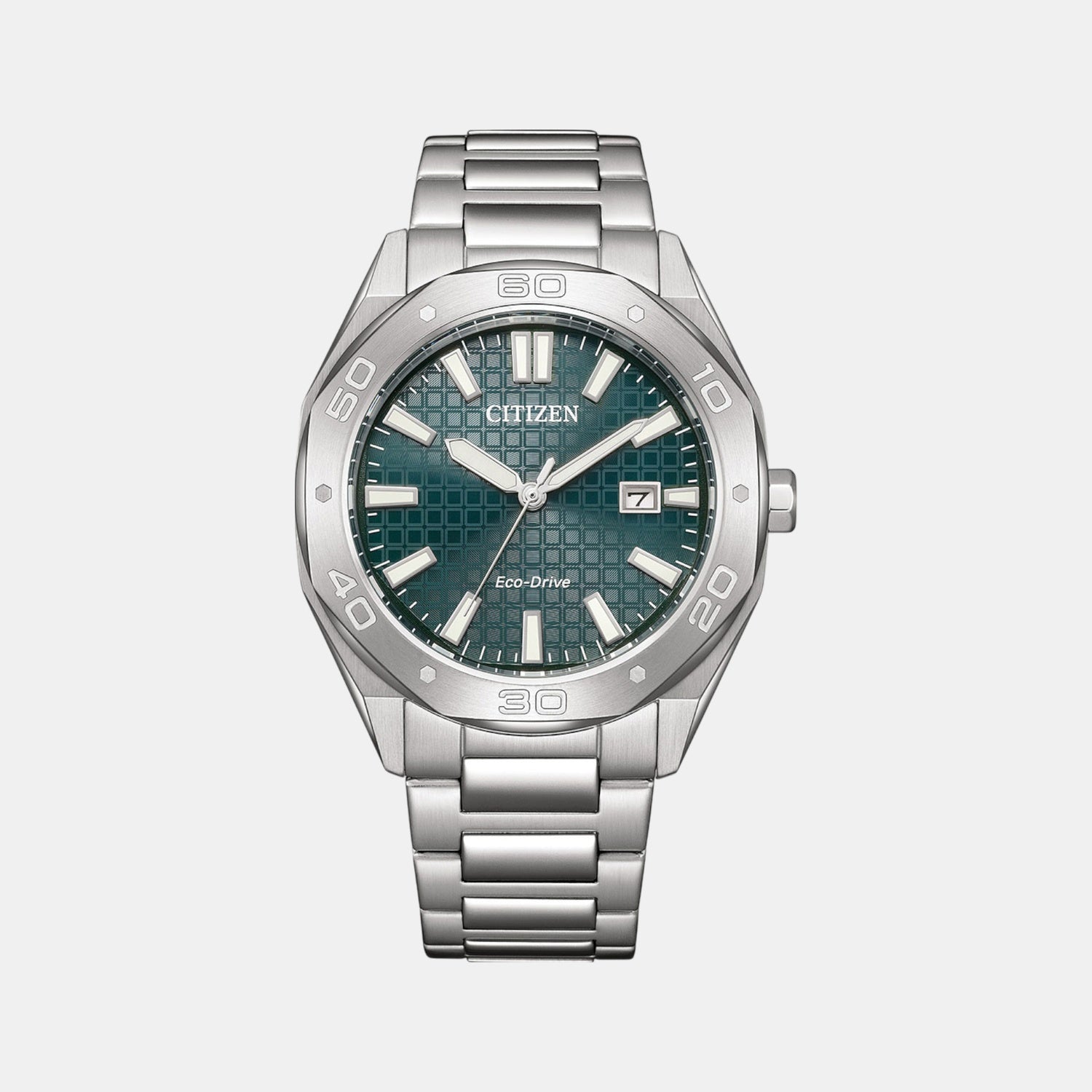Eco-Drive Men Eco-Drive Green Dial Analog Stainless Steel Watch BM7630-80X