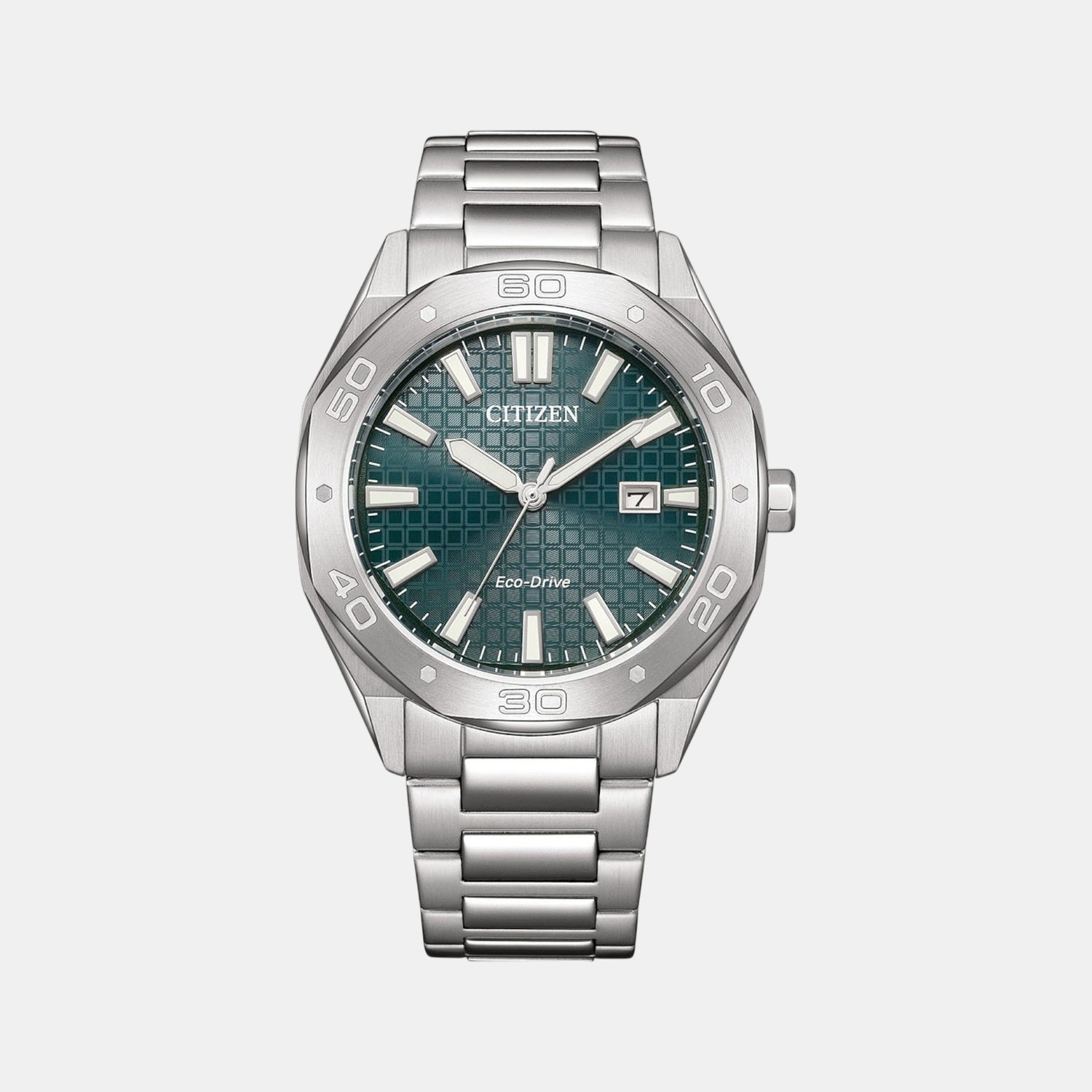 Eco-Drive Men Eco-Drive Green Dial Analog Stainless Steel Watch BM7630-80X