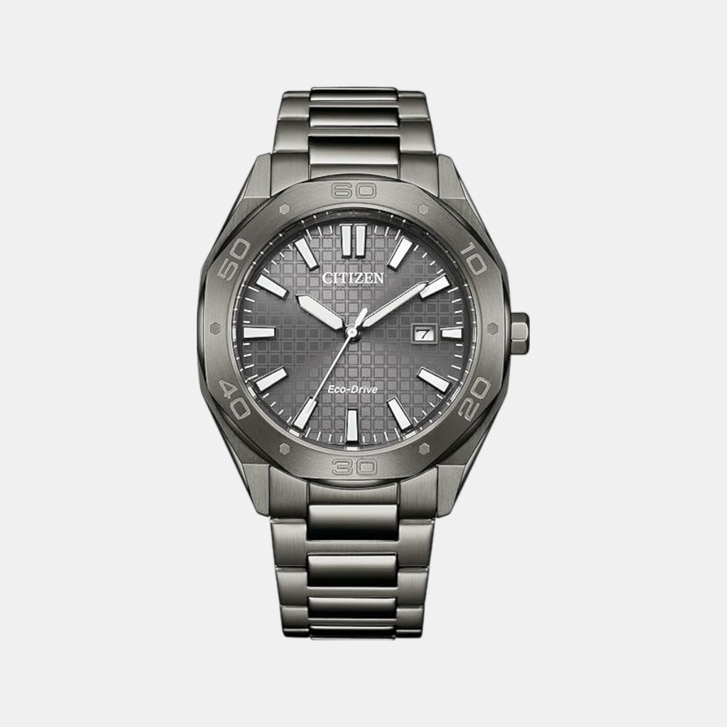 Eco-Drive Men Eco-Drive Grey Dial Analog Stainless Steel Watch BM7637-81H
