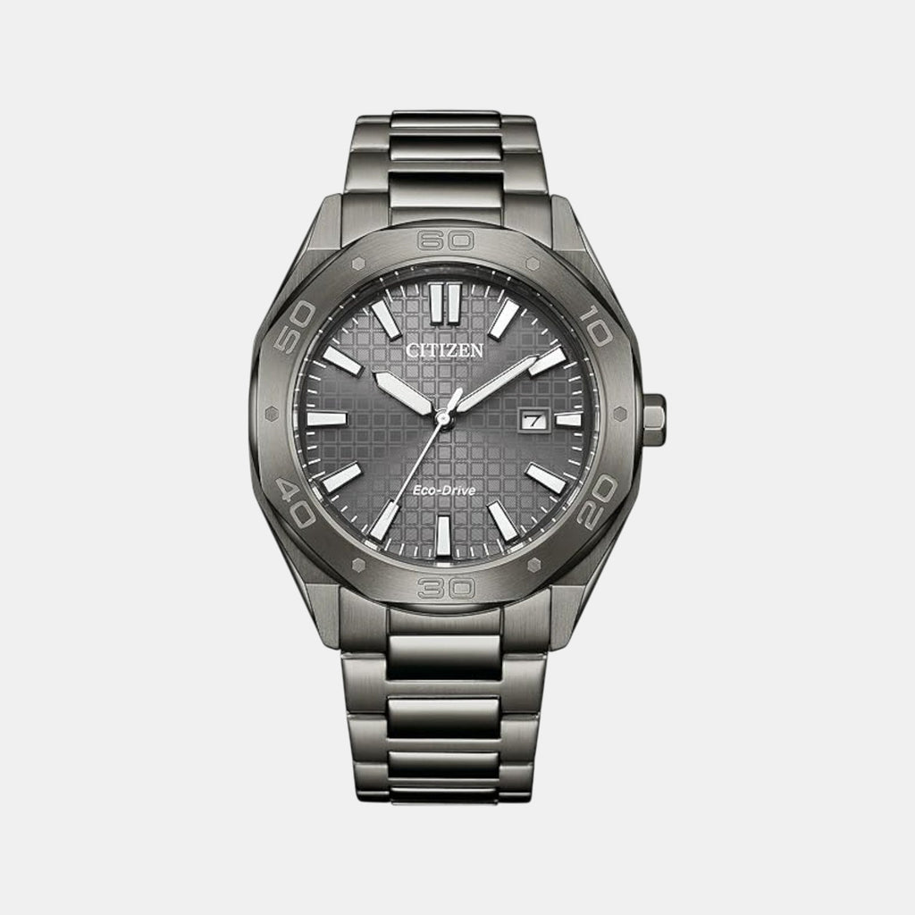 Eco-Drive Men Eco-Drive Grey Dial Analog Stainless Steel Watch BM7637-81H