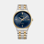 Axiom Men Eco-Drive Blue Dial Analog Stainless Steel Watch BM7656-51L