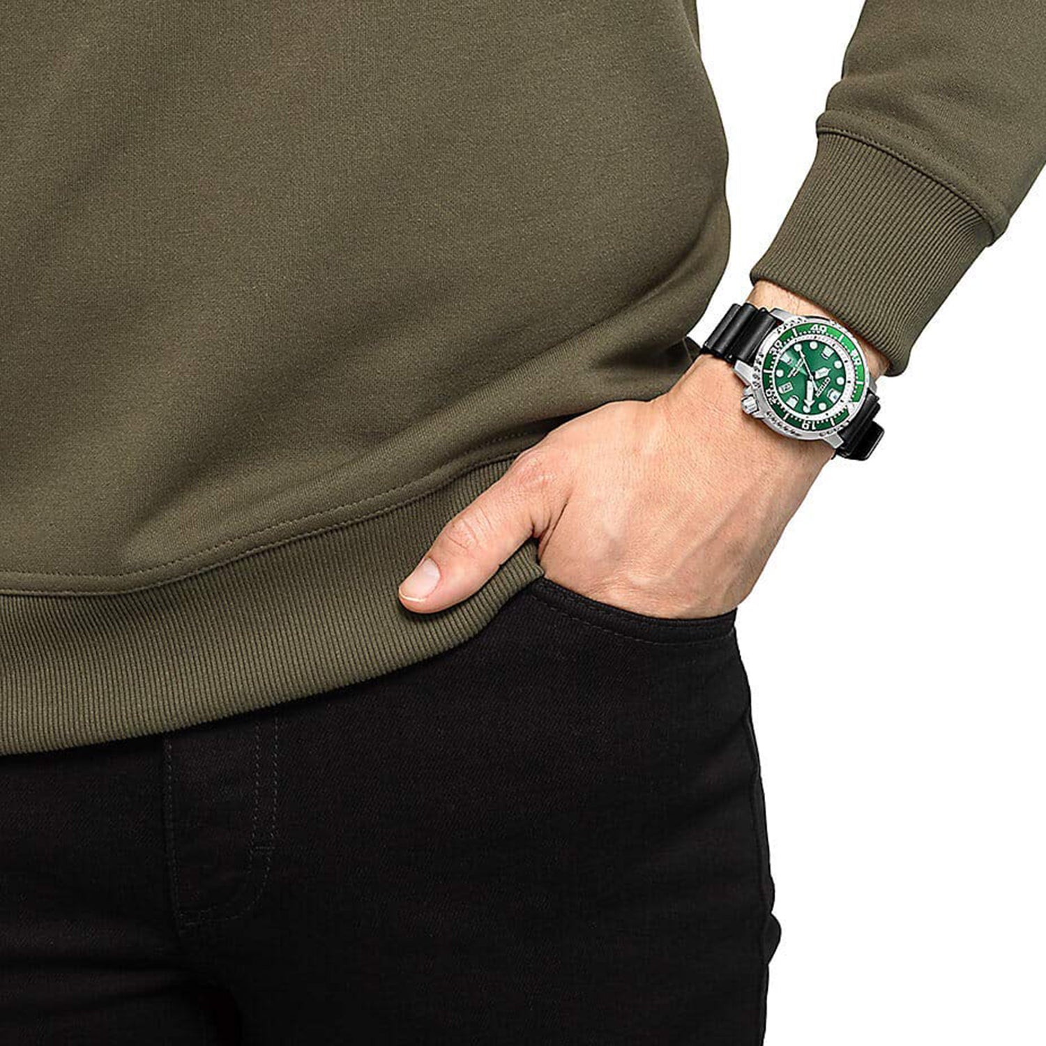Promaster Men Quartz Green Dial Analog Stainless Steel Watch BN0158-18X