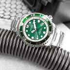 Men Quartz Eco-Drive Green Dial Analog Stainless Steel Watch BN0158-85X