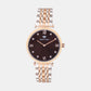 Women Quartz Brown Dial Analog Metal Watch 4503T-M1306