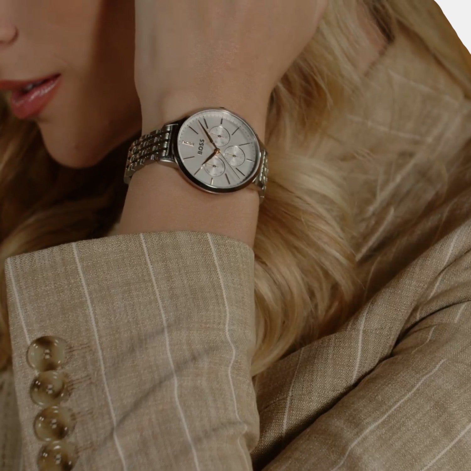 Symphony Le Women Quartz Gold Dial Multi-Function Stainless Steel Watch 1502781