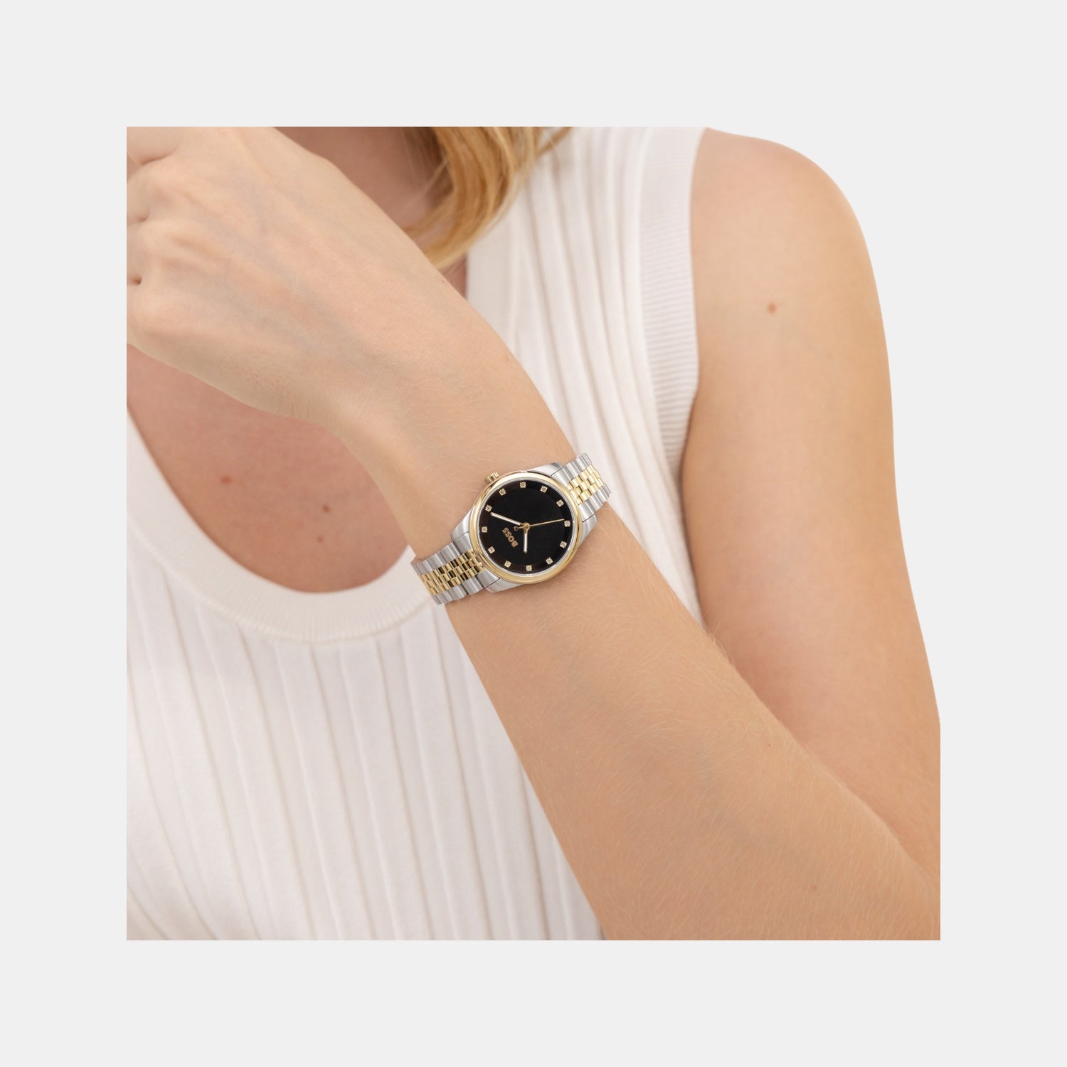 Graceful Precious Women Quartz Black Dial Analog Stainless Steel Watch 1502811