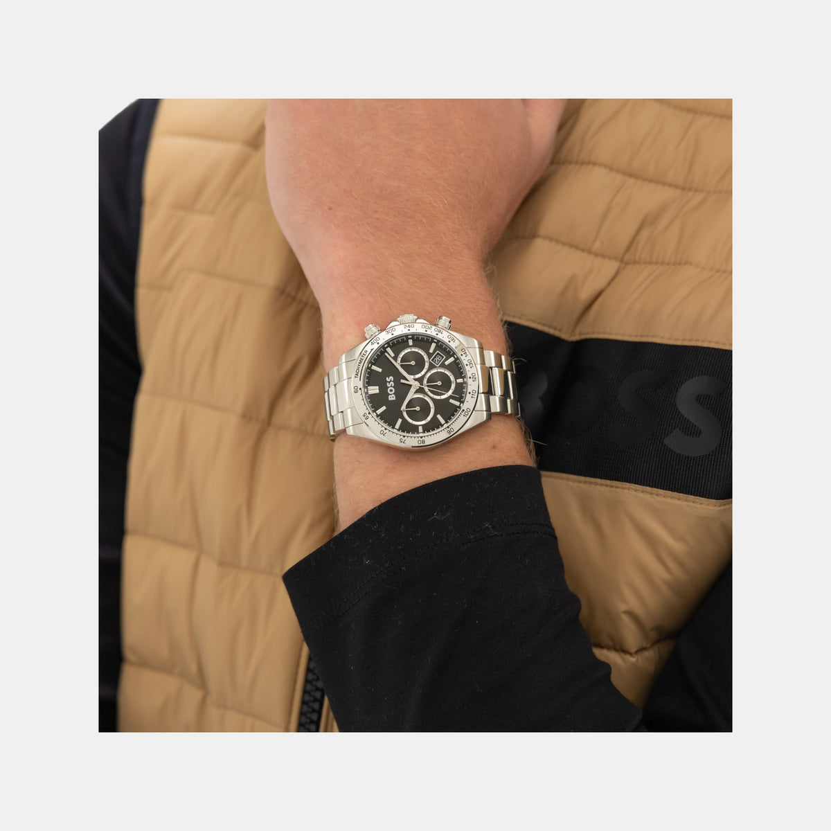 Boss Hero Men Quartz Black Dial Chronograph Stainless Steel Watch 1514267