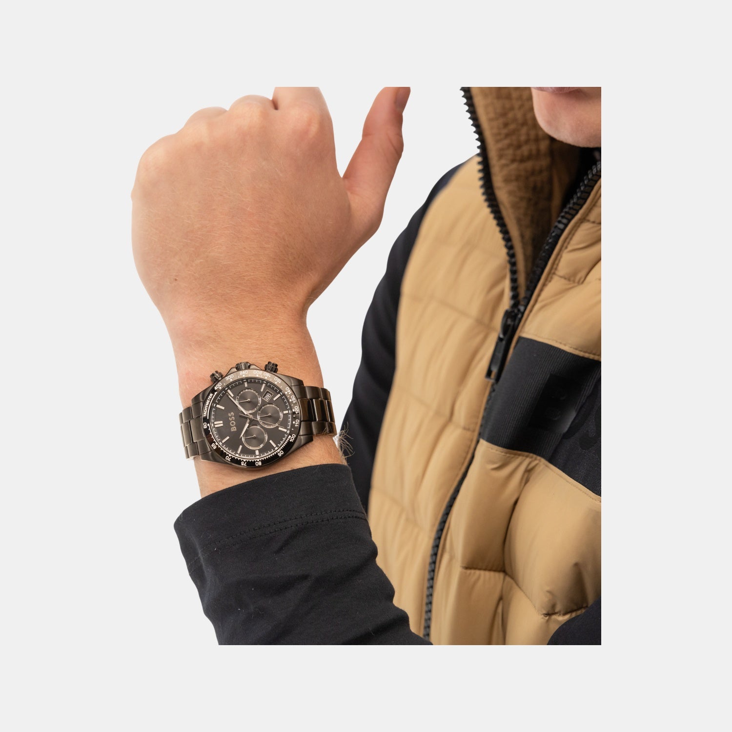 Hero 2.0 Men Quartz Black Dial Chronograph Stainless Steel Watch 1514271