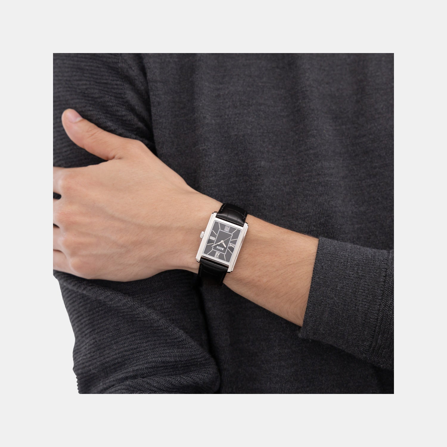 Principle Dress Men Quartz Black Dial Analog Leather Watch 1514277