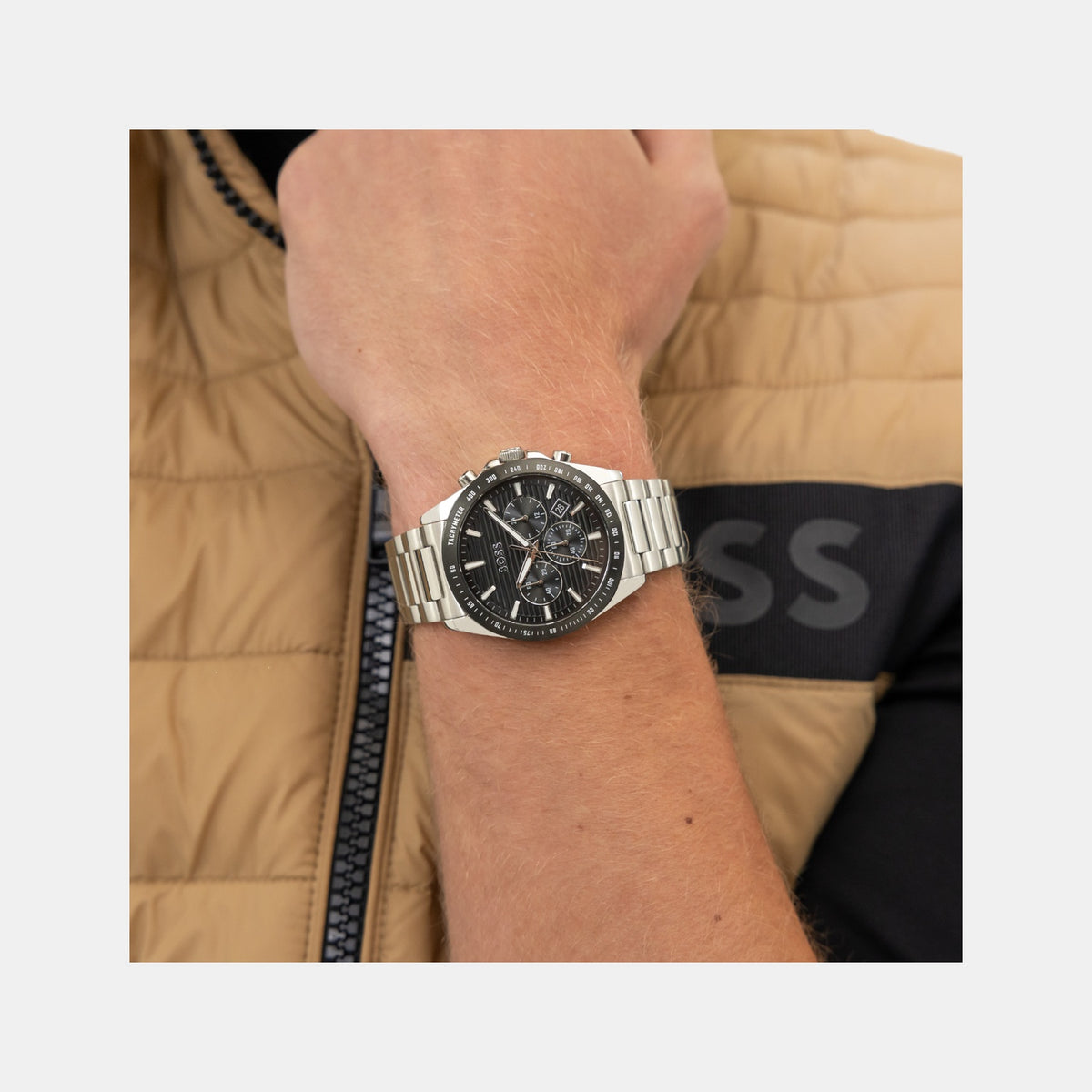 Boss Strike Men Quartz Black Dial Chronograph Stainless Steel Watch 1514290