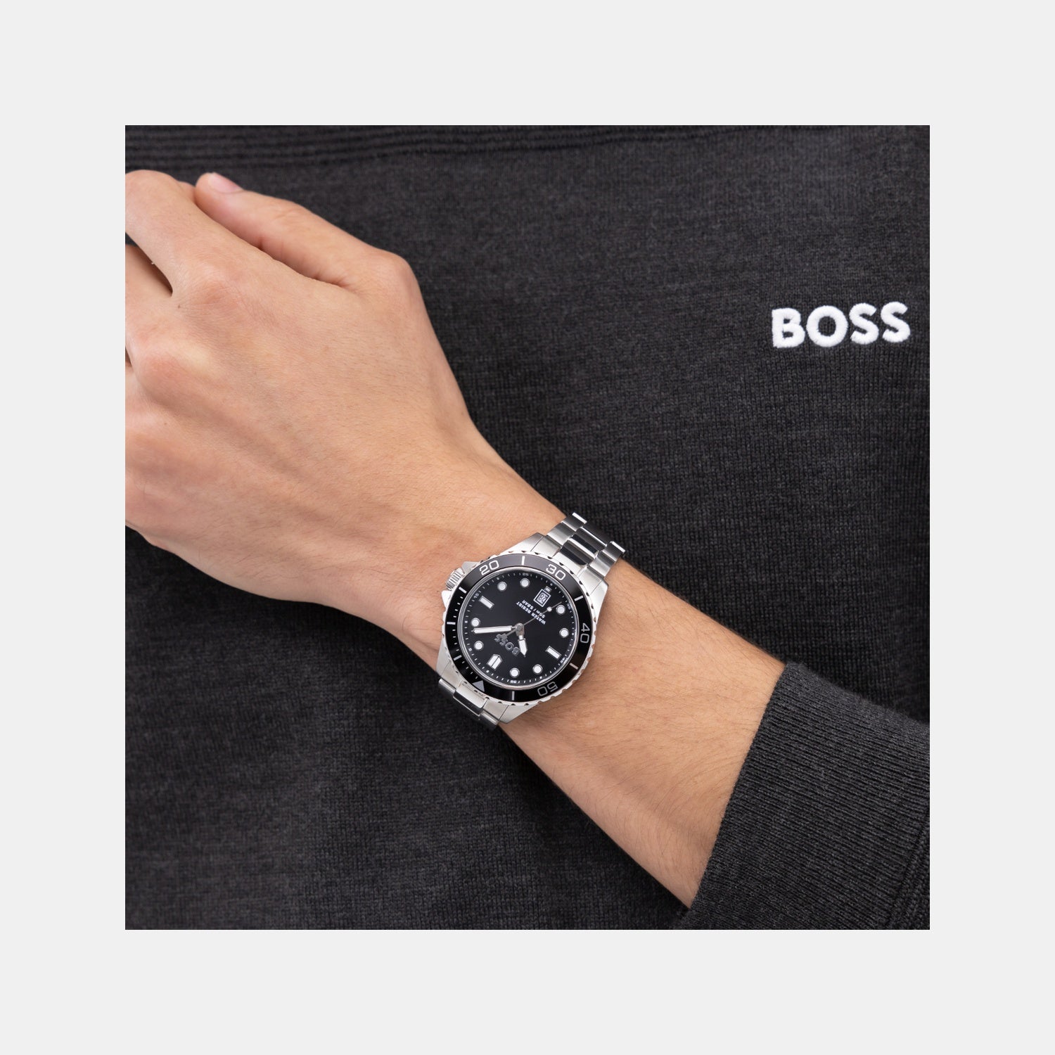 Troper Sport Men Quartz Black Dial Analog Stainless Steel Watch 1514295