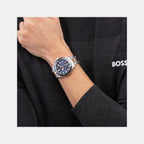 Troper Sport Men Quartz Blue Dial Analog Stainless Steel Watch 1514296