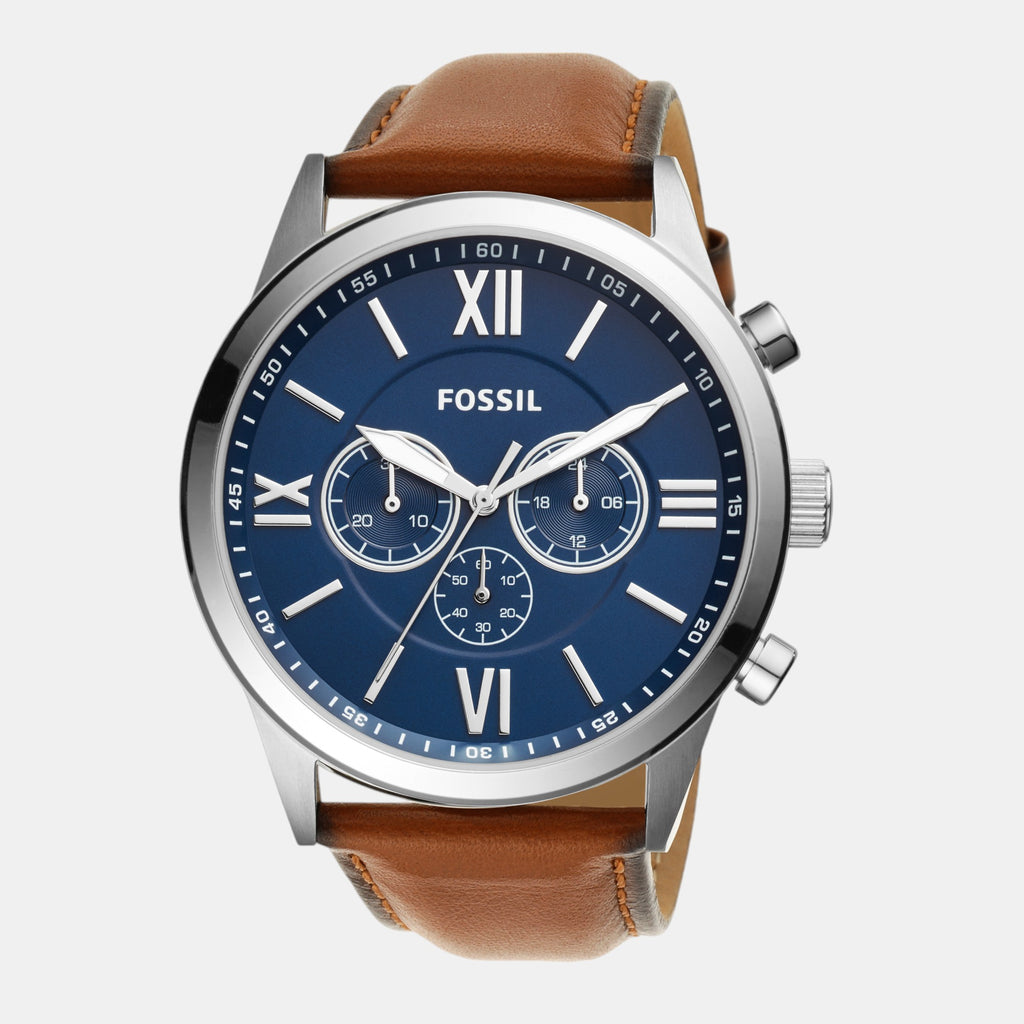 Flynn Men Quartz Blue Dial Chronograph Leather Watch BQ2125