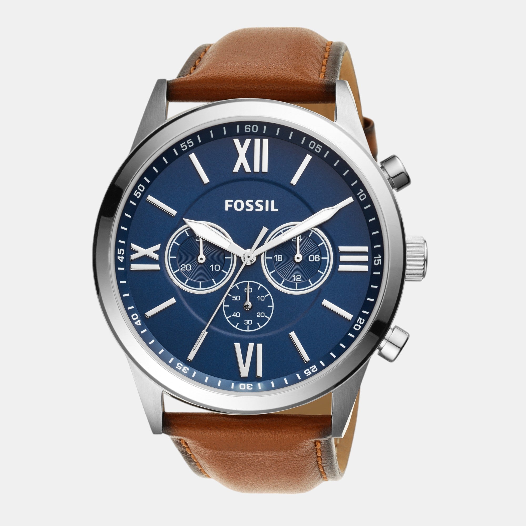Flynn Men Quartz Blue Dial Chronograph Leather Watch BQ2125