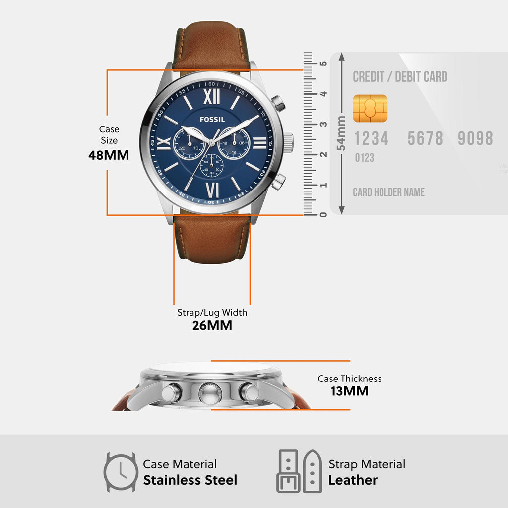 Flynn Men Quartz Blue Dial Chronograph Leather Watch BQ2125