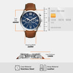 Flynn Men Quartz Blue Dial Chronograph Leather Watch BQ2125