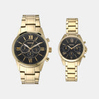Modern Courier Couple Quartz Black Dial Chronograph Stainless Steel Watch BQ2400SET