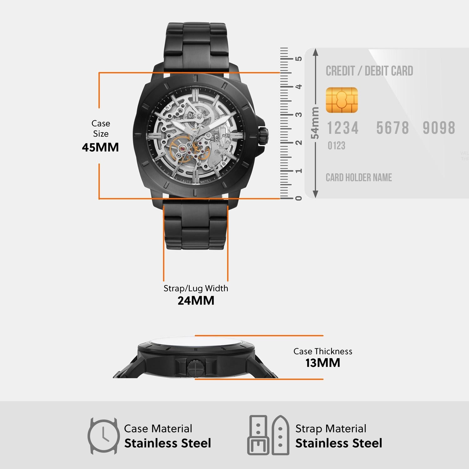 Privateer Sport Men Automatic Clear Dial Analog Stainless Steel Watch BQ2426