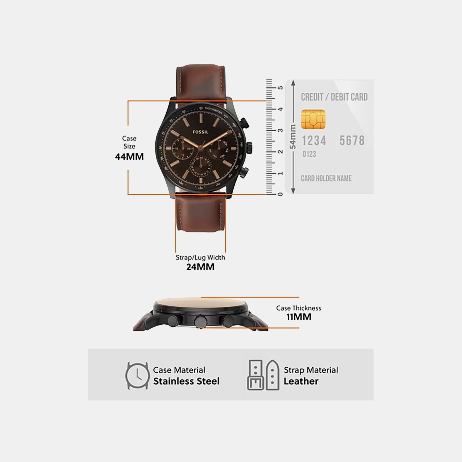 Sullivan Men Quartz Black Dial Multi-Function Leather Watch BQ2457