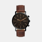 Luther Men Quartz Black Dial Chronograph Leather Watch BQ2461