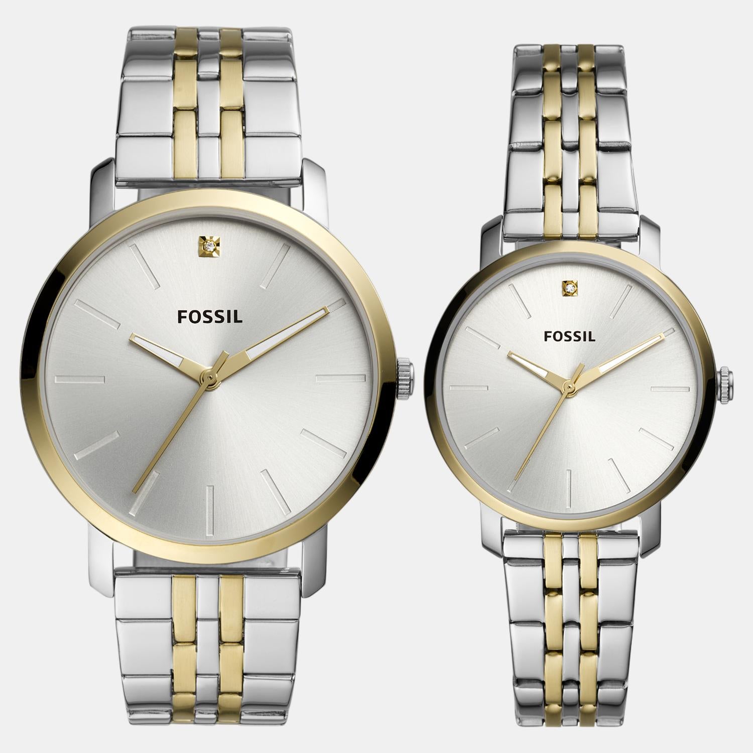 Lux Luther Couple Quartz Silver Dial Analog Stainless Steel Watch BQ2467SET