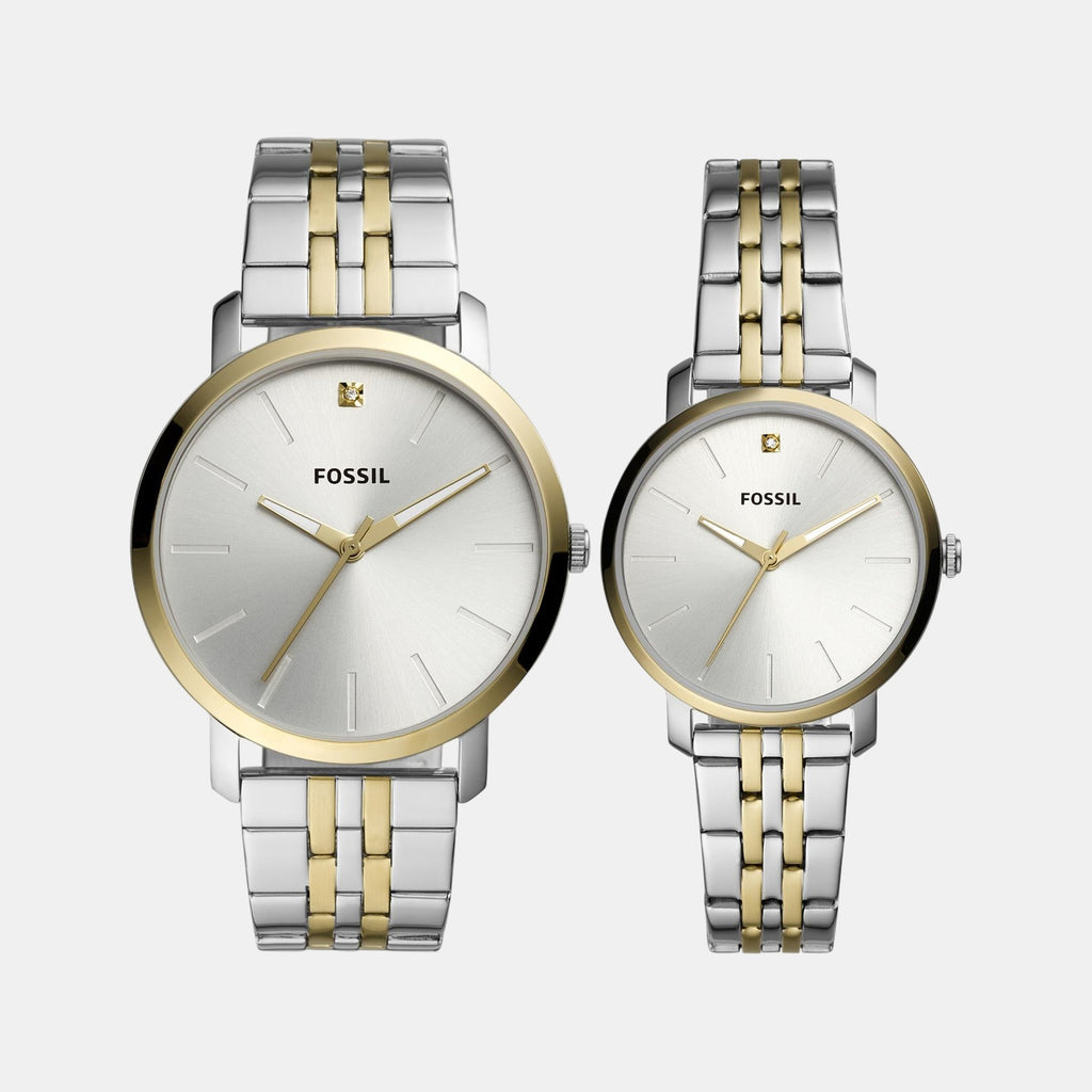 Lux Luther Couple Quartz Silver Dial Analog Stainless Steel Watch BQ2467SET