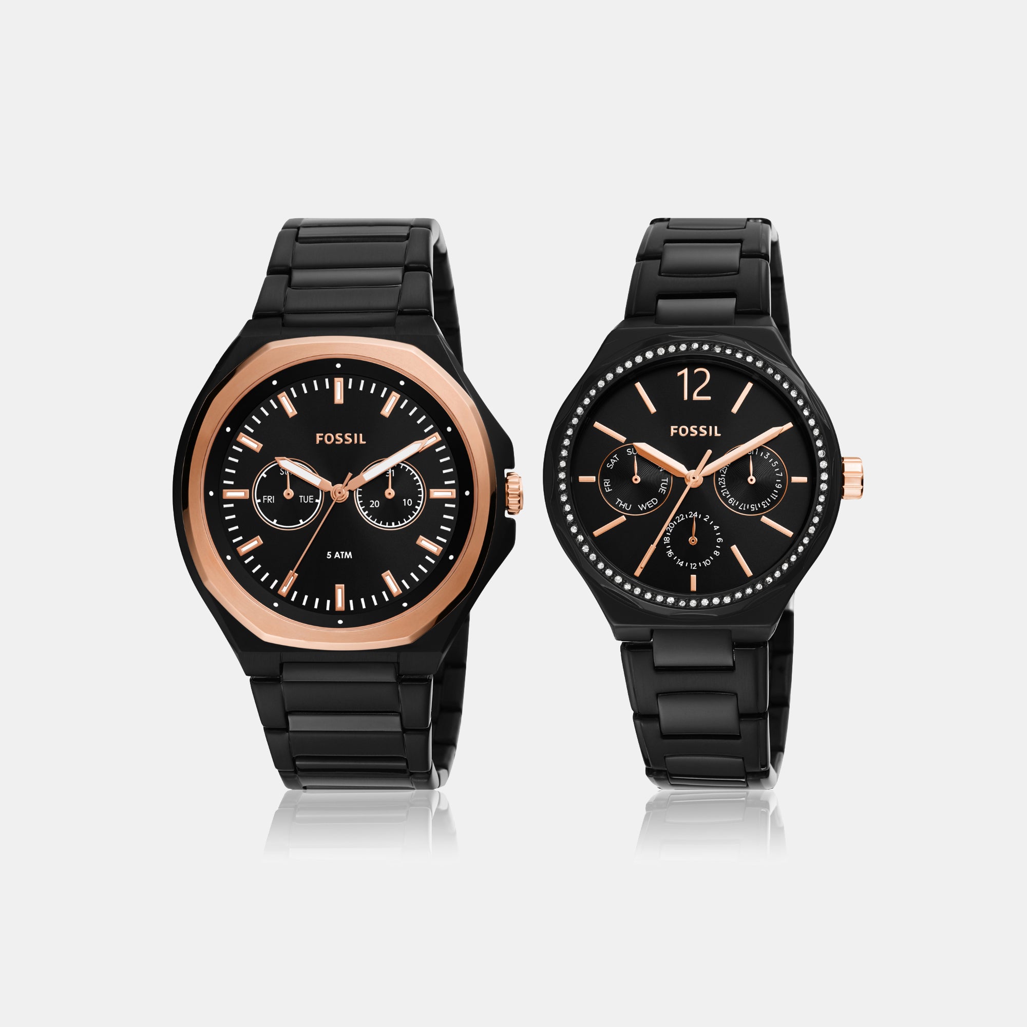 Fossil Round Quartz Multi-Function Couple watch