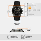 Sullivan Men Quartz Black Dial Chronograph Silicone Watch BQ2746