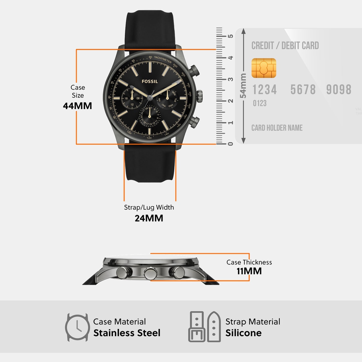 Sullivan Men Quartz Black Dial Chronograph Silicone Watch BQ2746