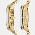 Bannon Couple Quartz Green Dial Multi-Function Stainless Steel Watch BQ2754SET