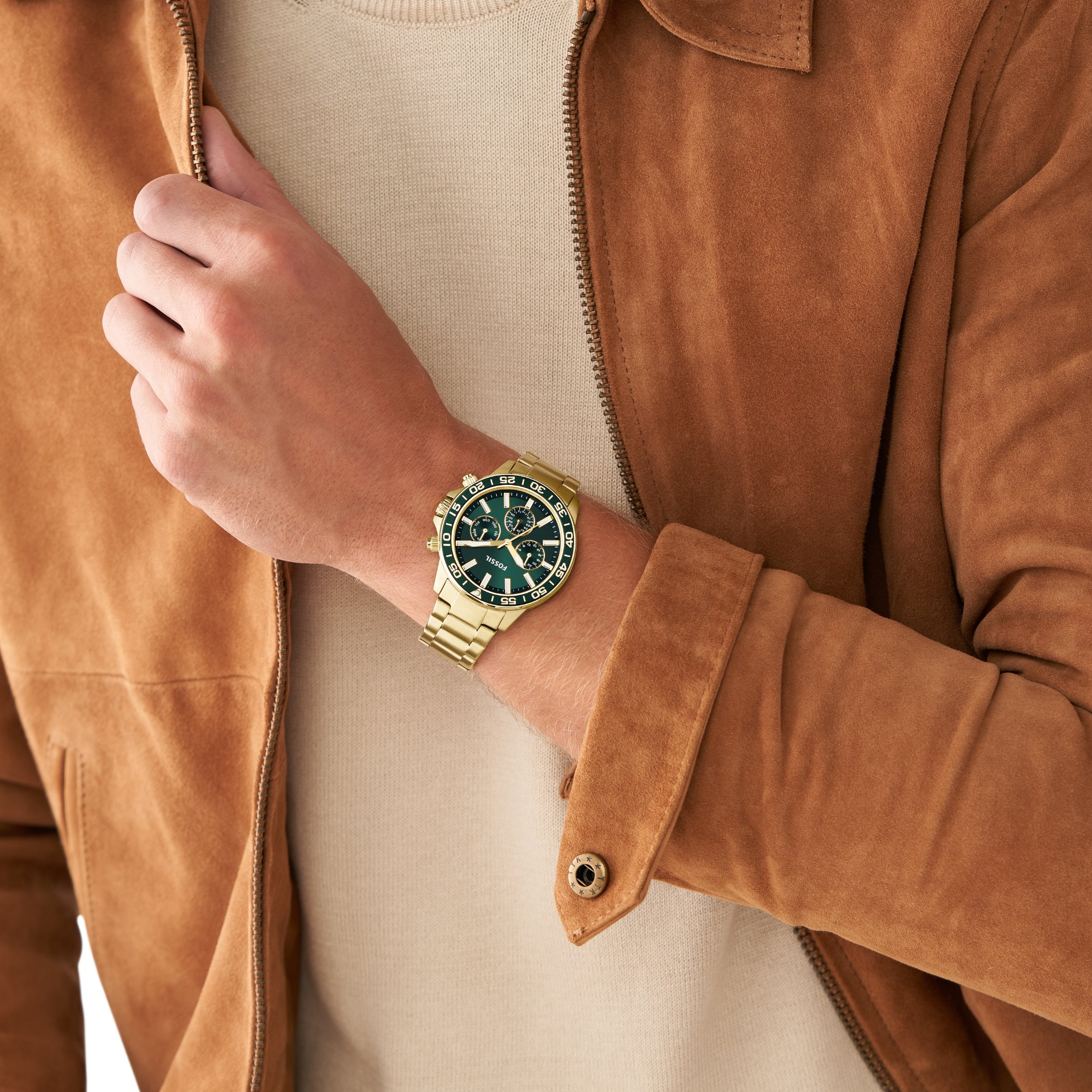 Fossil Round Quartz Multi-Function Couple watch