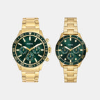 Bannon Couple Quartz Green Dial Multi-Function Stainless Steel Watch BQ2754SET