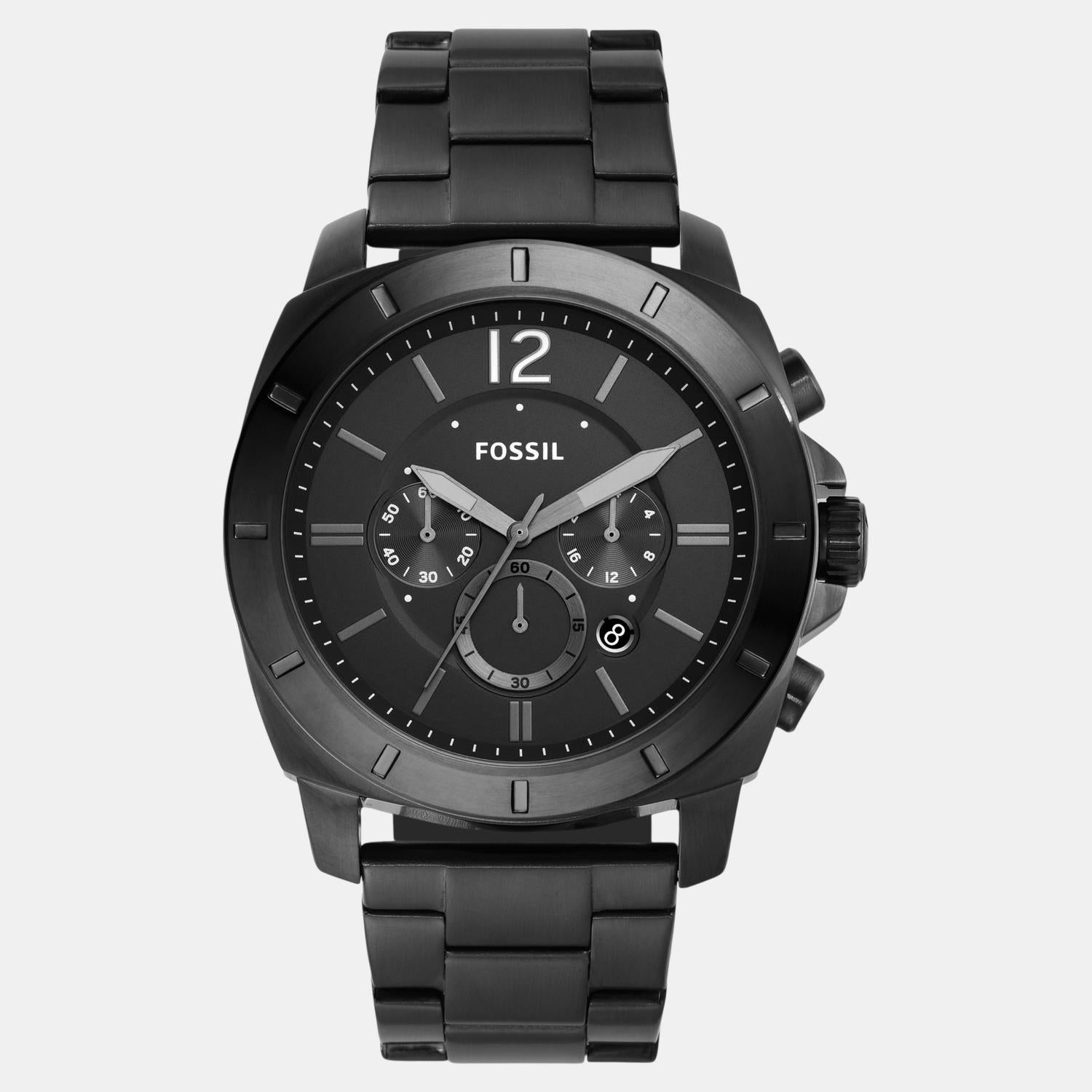 Privateer Men Quartz Black Dial Chronograph Stainless Steel Watch BQ2759