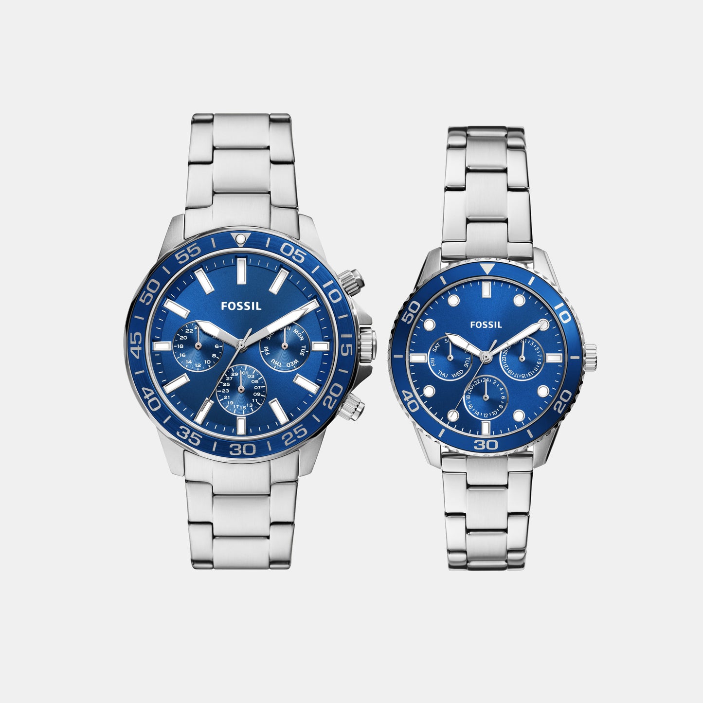 Couple Quartz Blue Dial Multi-Function Stainless Steel Watch BQ2828SET