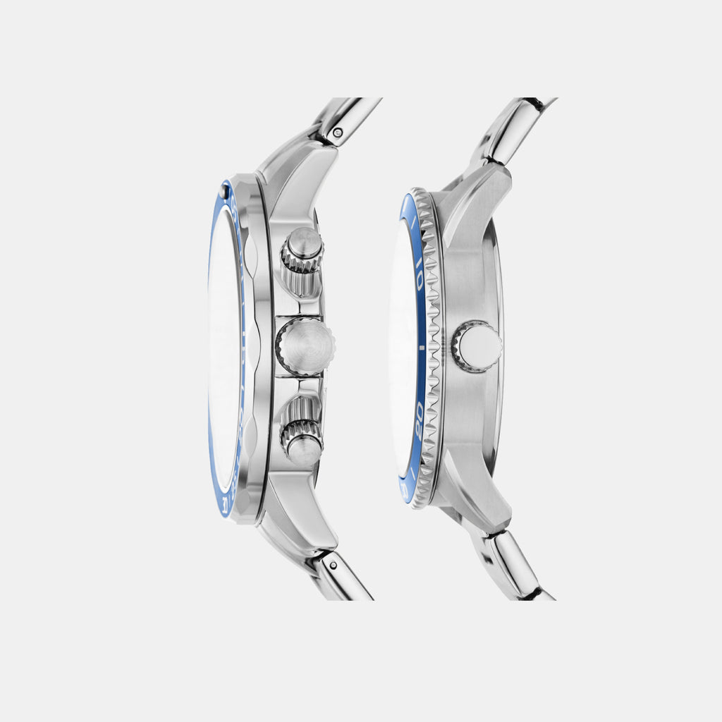 Baslong Watch Fossil Bannon Blue Stainless Steel Watch BQ2828SET – Just In Time ...
