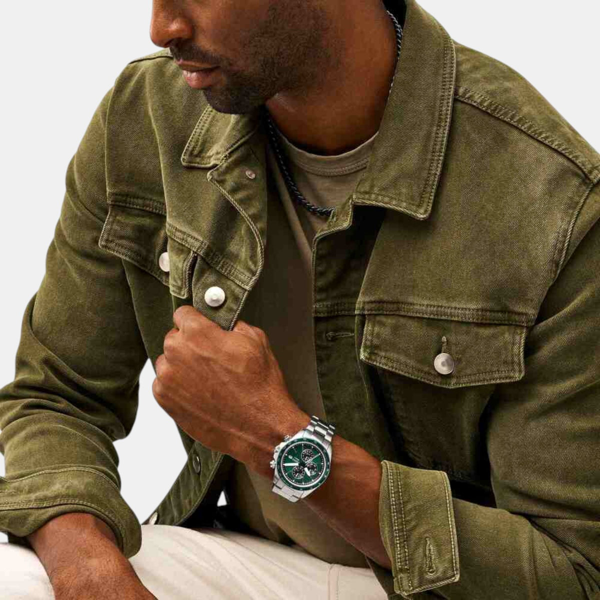 Autocross Men Quartz Green Dial Chronograph Stainless Steel Watch BQ2878