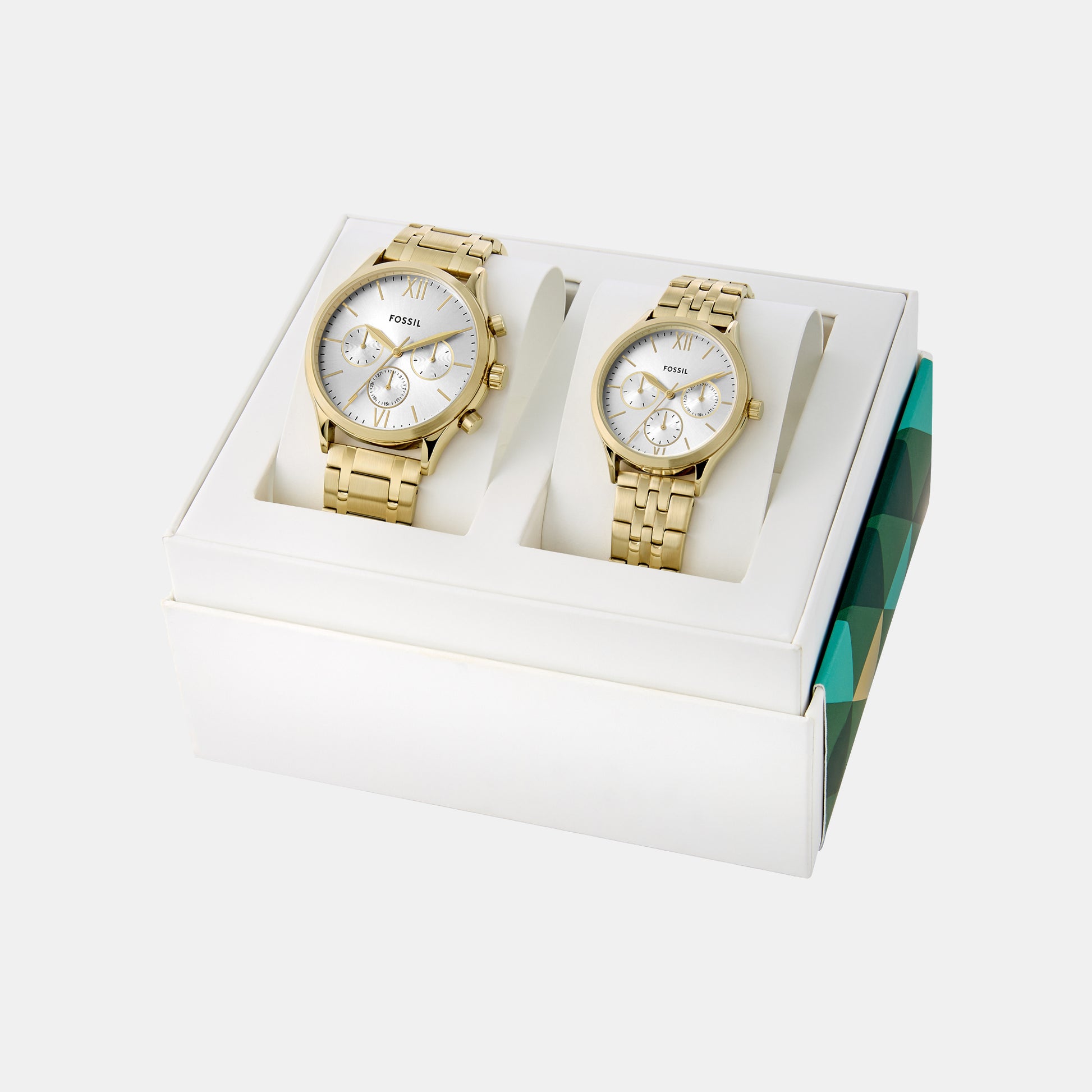Fossil Fenmore Couple Quartz Silver Dial Multi-Function Stainless