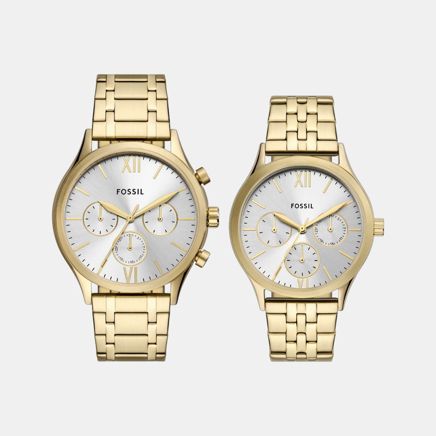 Fenmore Couple Quartz Silver Dial Multi-Function Stainless Steel Watch BQ2899SET