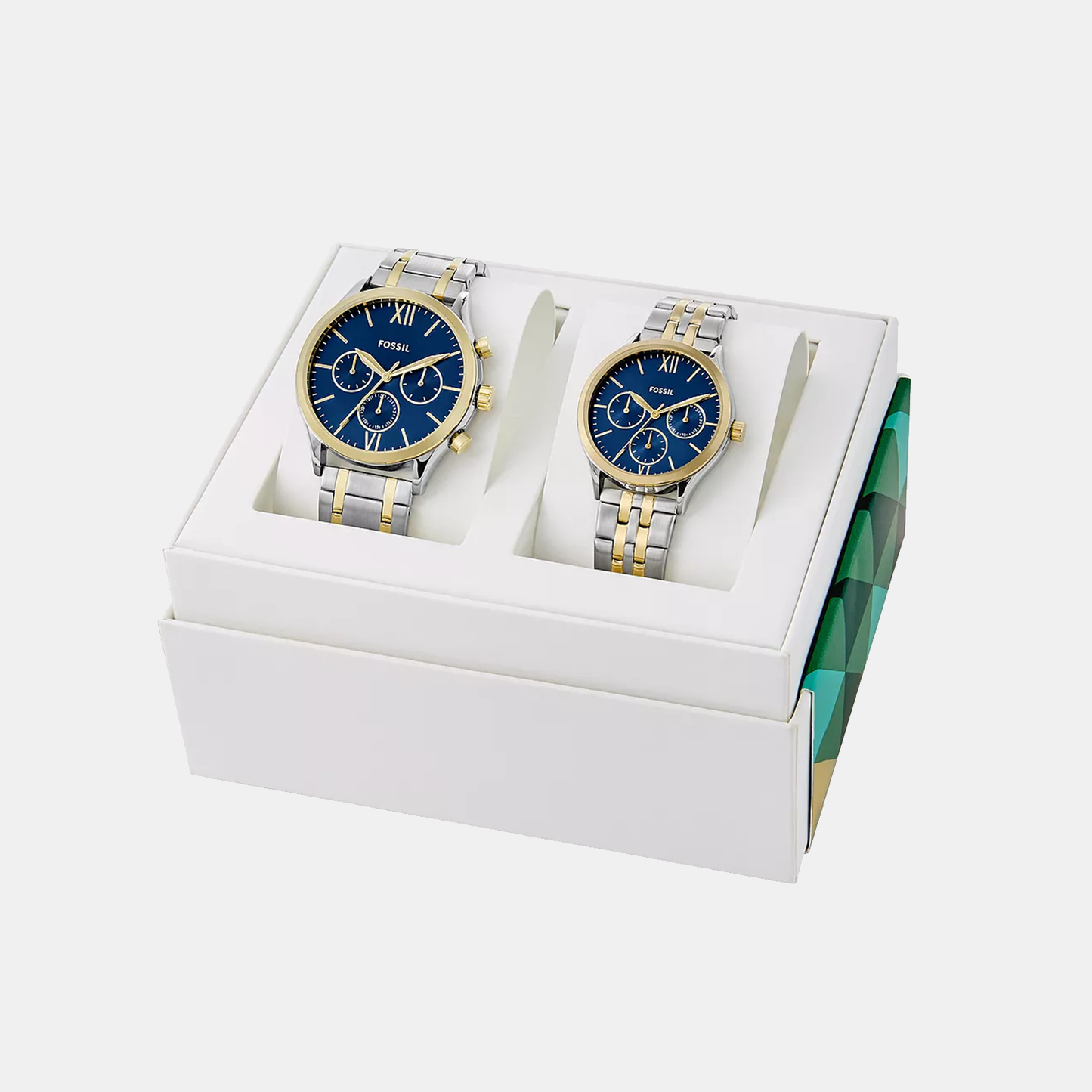 Fenmore Couple Quartz Blue Dial Multi-Function Stainless Steel Watch BQ2900SET