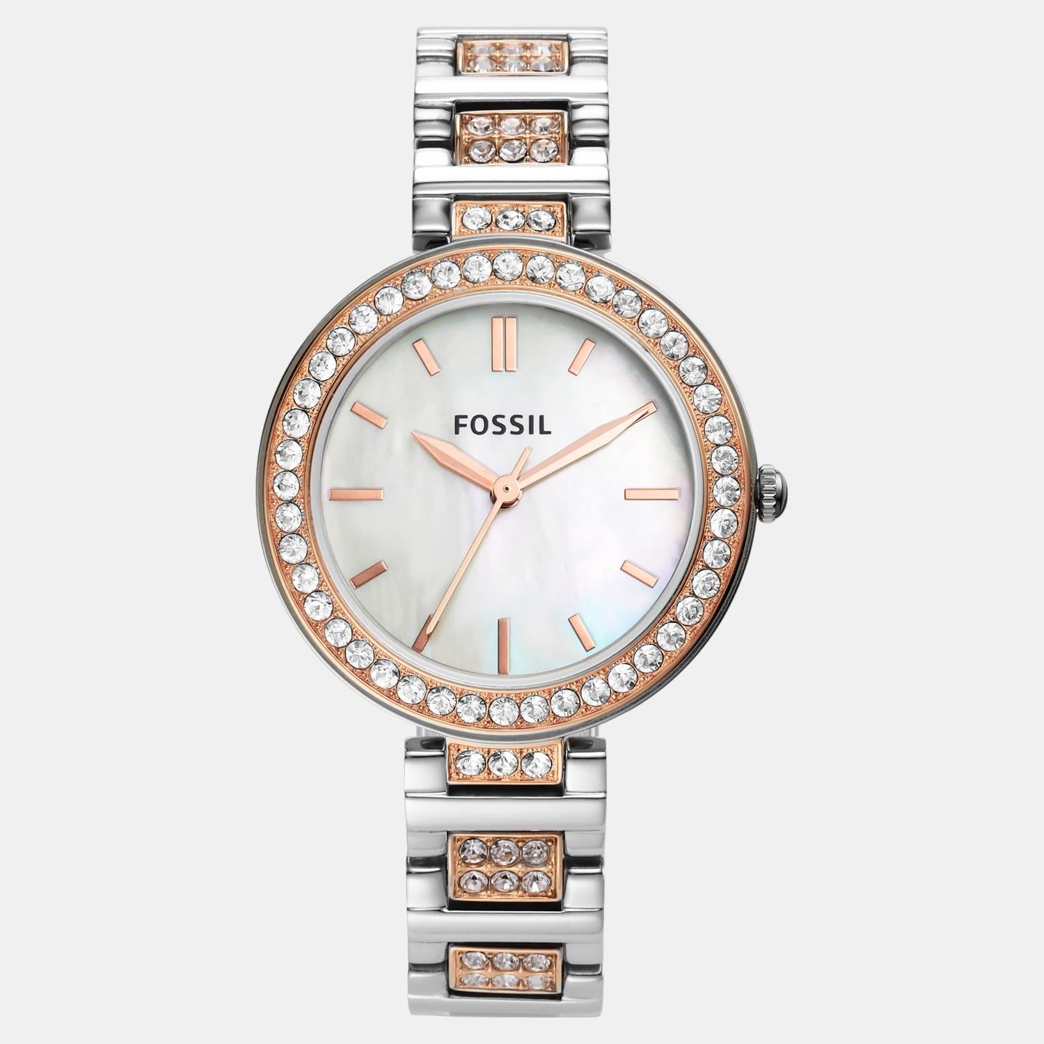Karli Women Quartz White Mother Of Pearl Dial Analog Stainless Steel Watch BQ3337