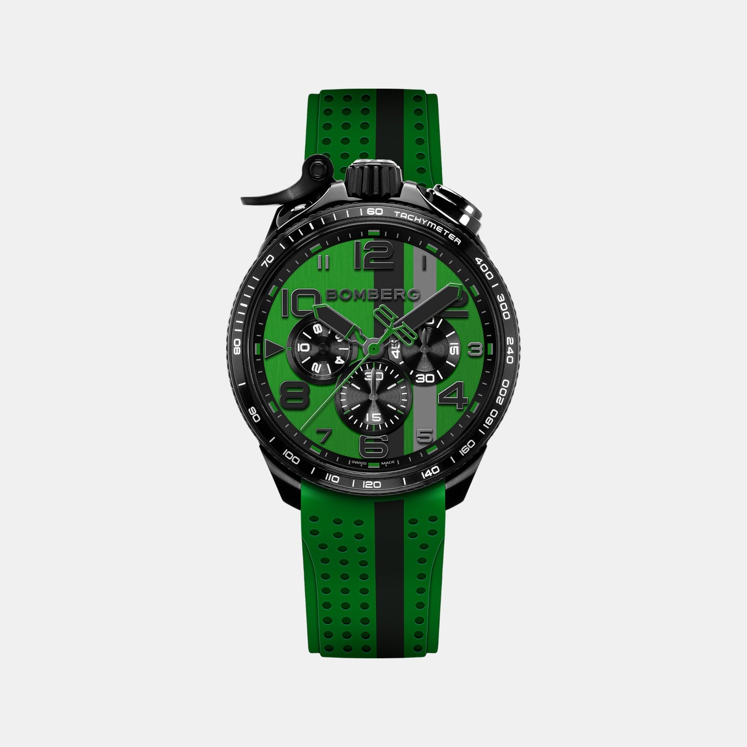 Racing Muscle Men Quartz Green Dial Chronograph Silicone Watch BS45CHPBA.059-24.12